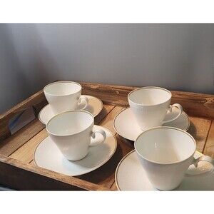 Rosenthal China Winblaad Romance Motif Gold Band Coffee Cup  Saucer Set of 4